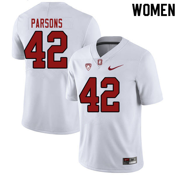 Women #42 Bailey Parsons Stanford Cardinal College Football Jerseys Sale-White - Click Image to Close